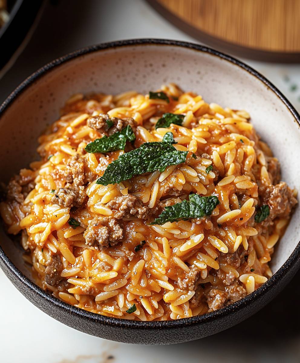 Hackfleisch Orzo