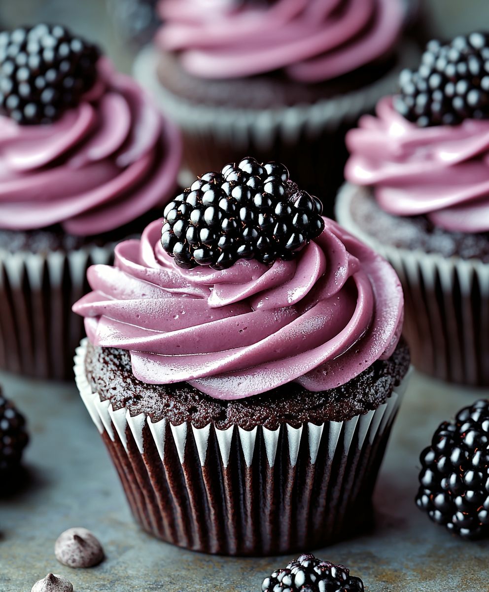 Schokoladen Cupcakes Brombeer Buttercreme