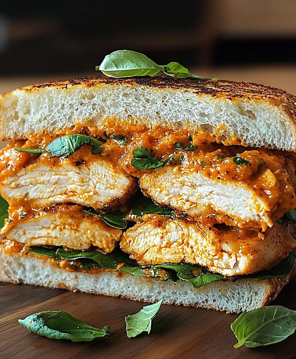 Knuspriges Hähnchen Romesco Sandwich