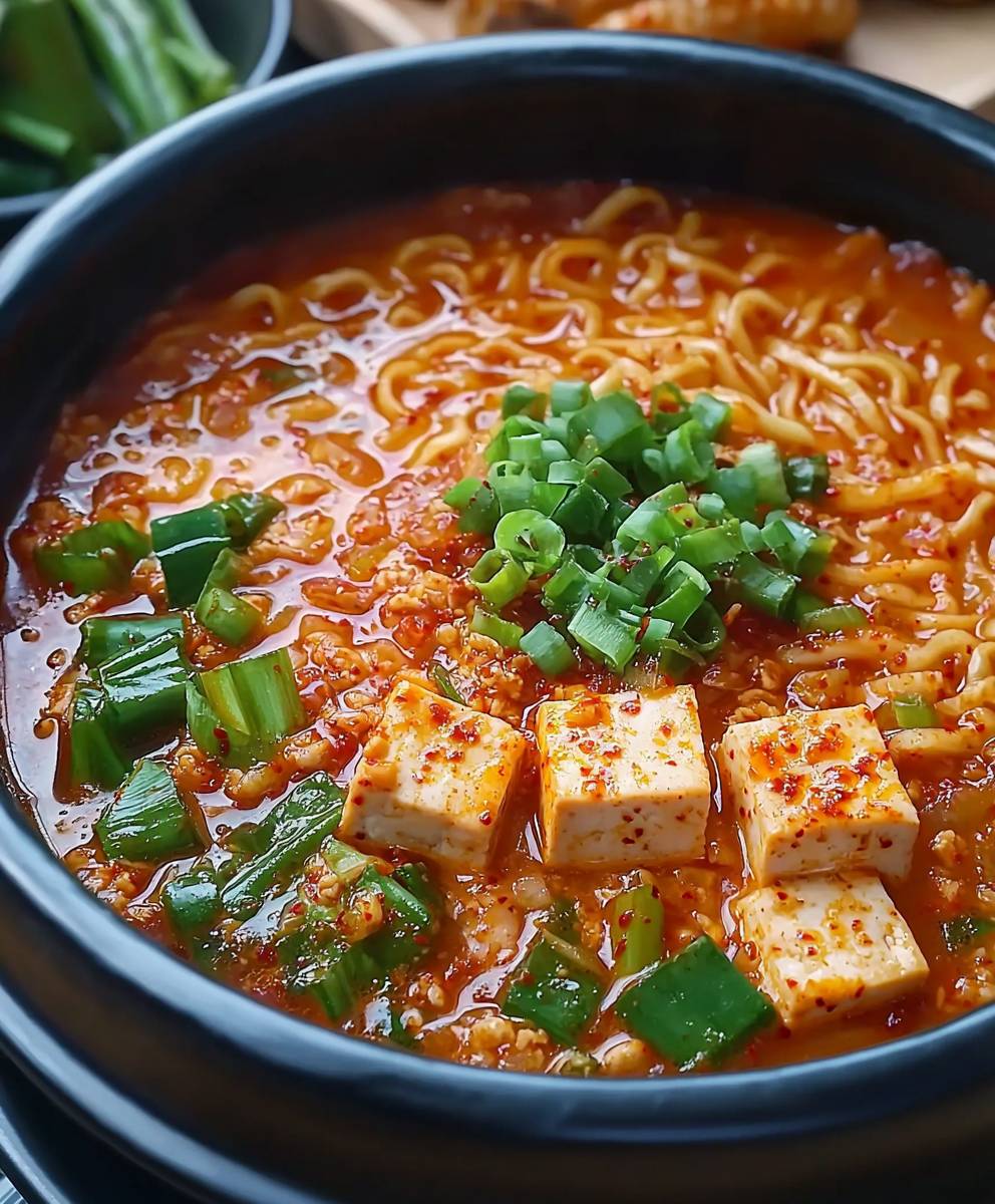 scharfe Tofu-Nudelsuppe