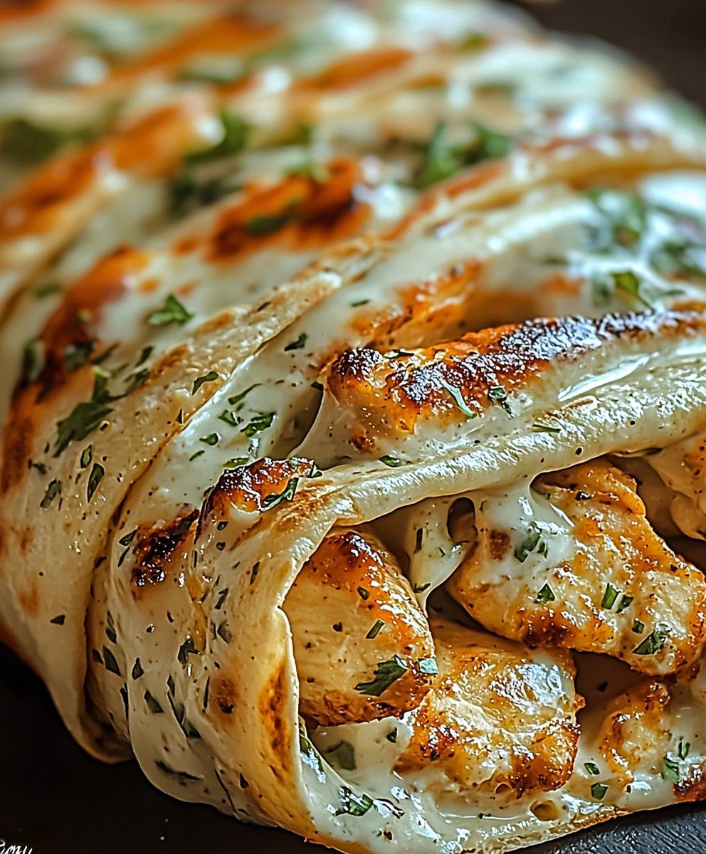 Hähnchen Wraps mit Knoblauchkäse
