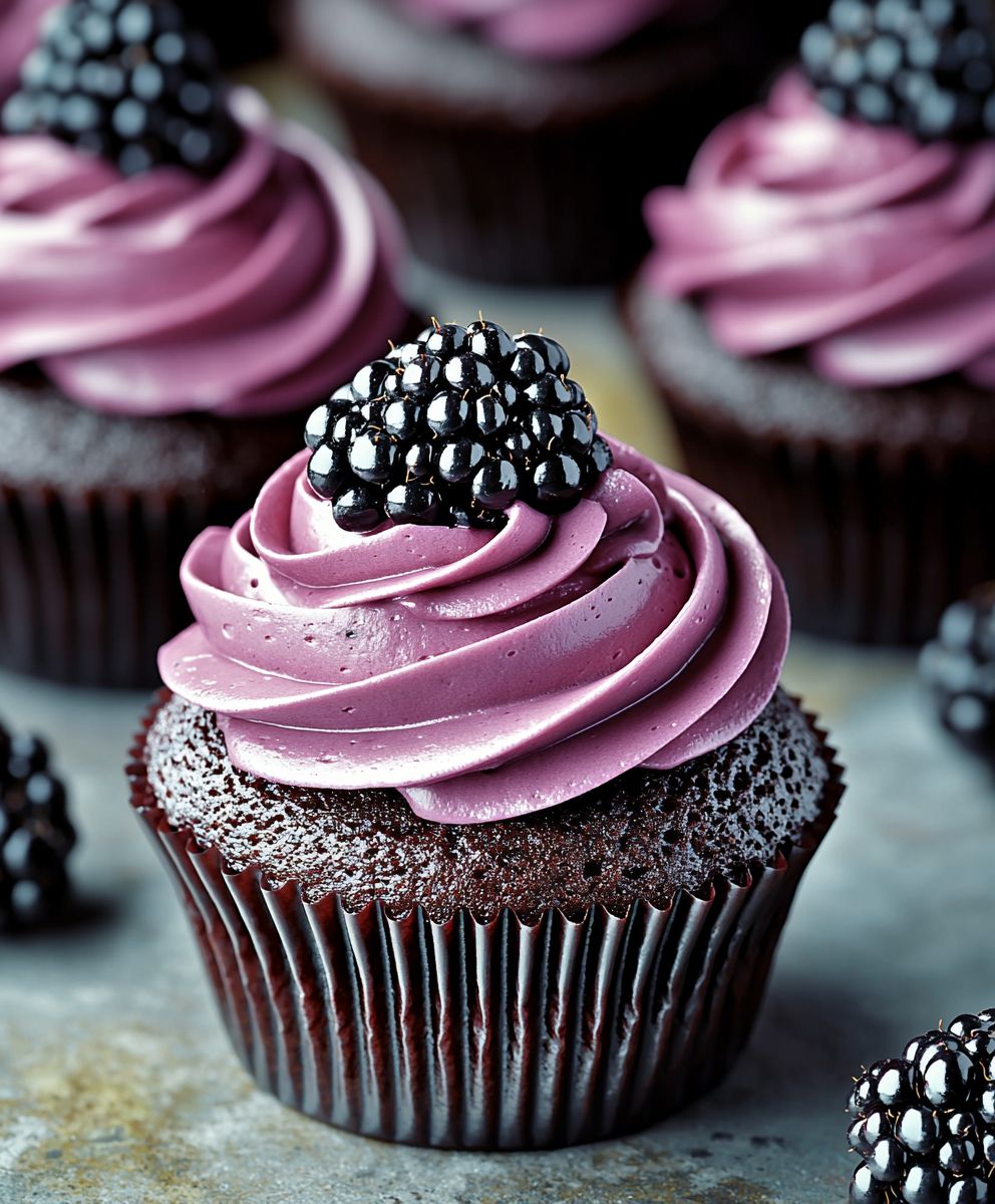 Schokoladen Cupcakes Brombeer Buttercreme