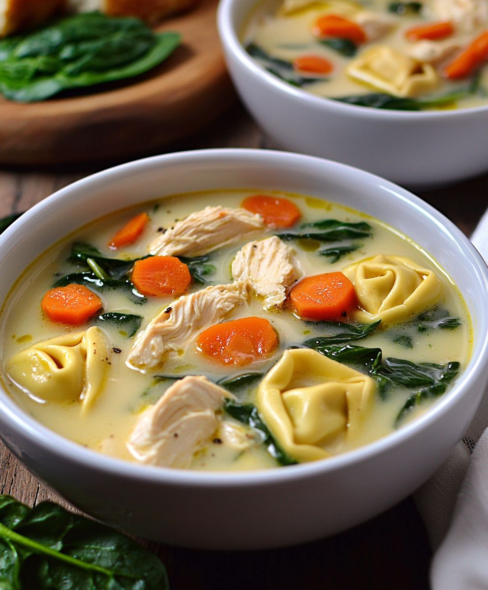 Hühner Spinat Tortellini Suppe