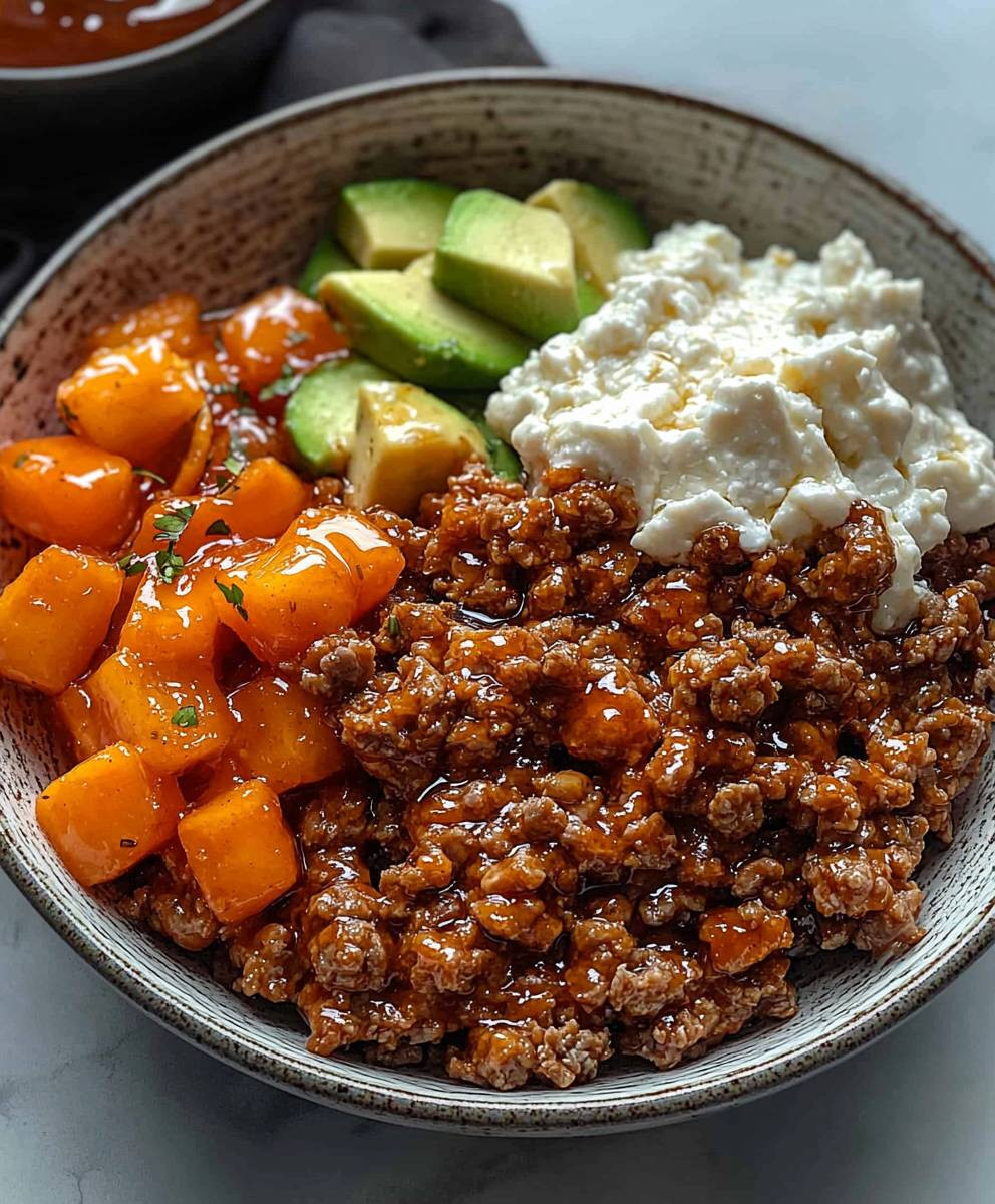 Heiße Honig Hackfleisch Bowls
