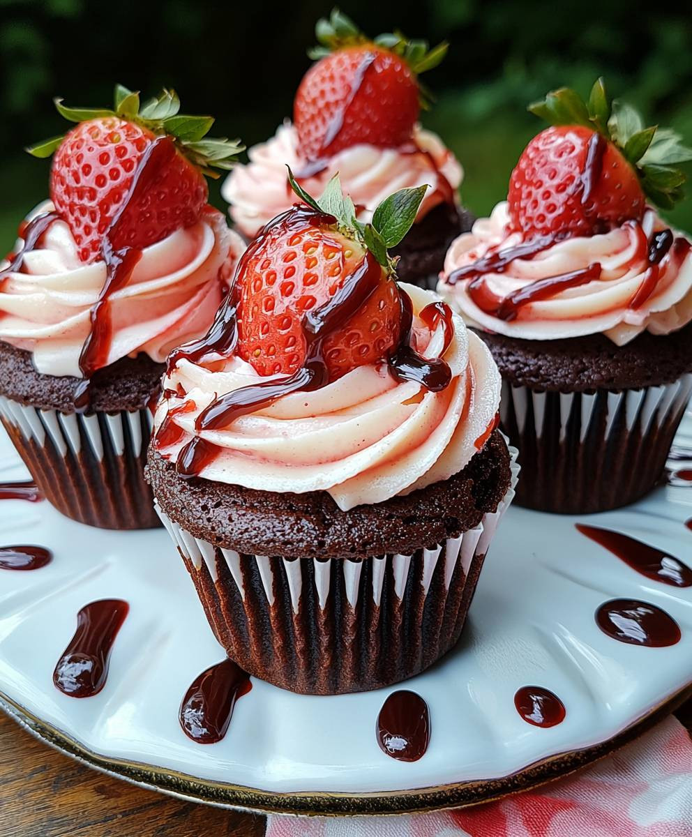Erdbeer Brownie Cupcakes
