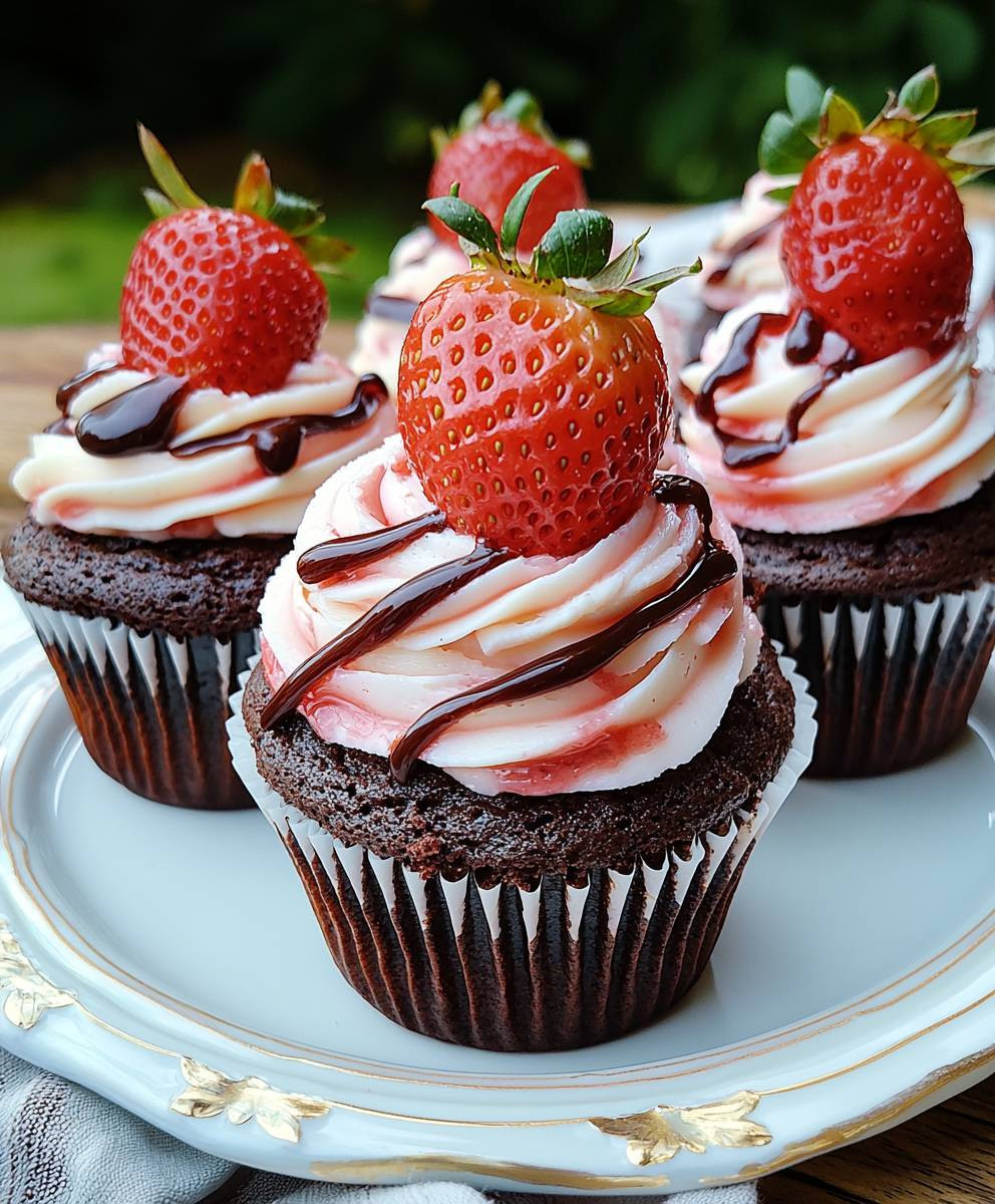 Erdbeer Brownie Cupcakes