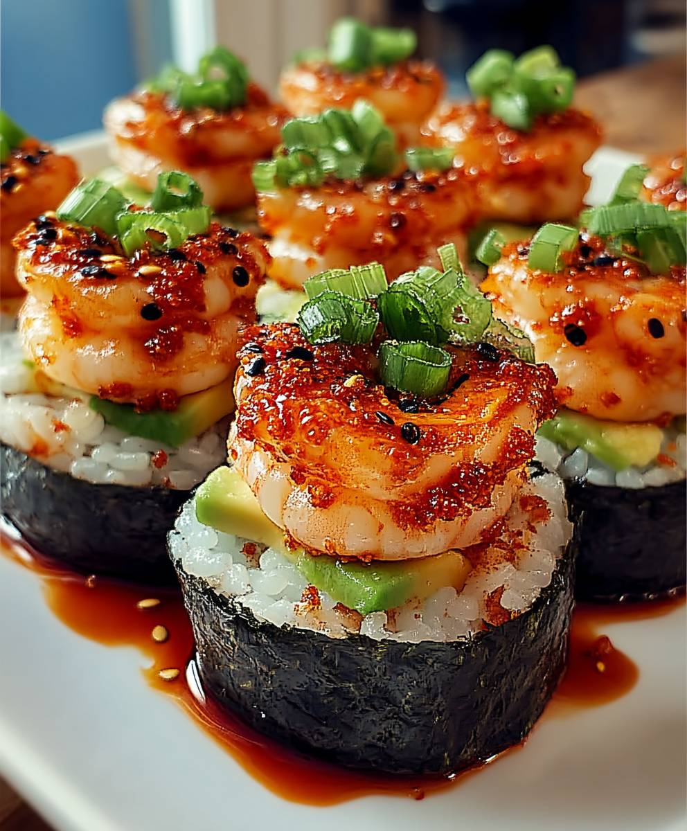 Shrimp Sushi Stapel pikant