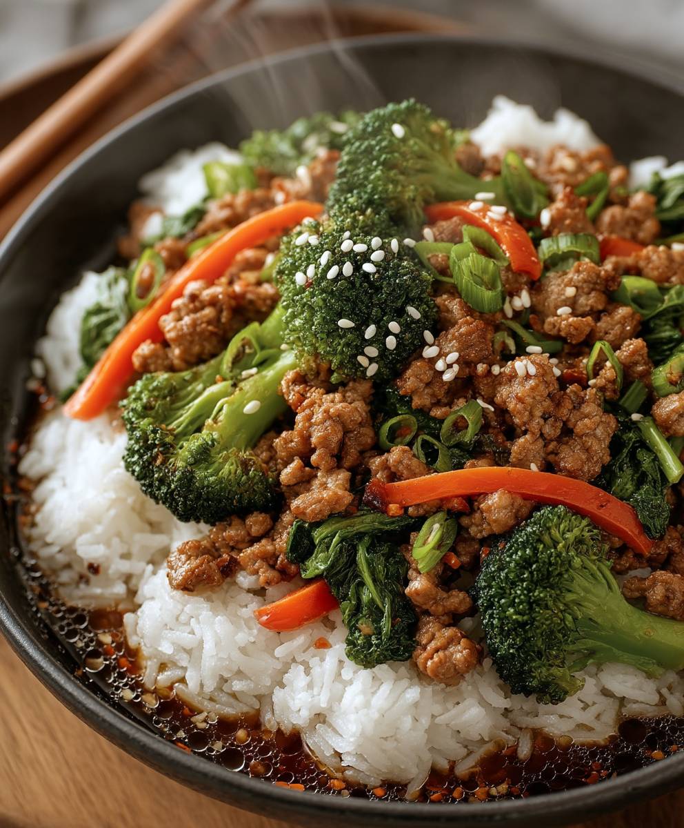 Putenhackfleisch Teriyaki Pfanne