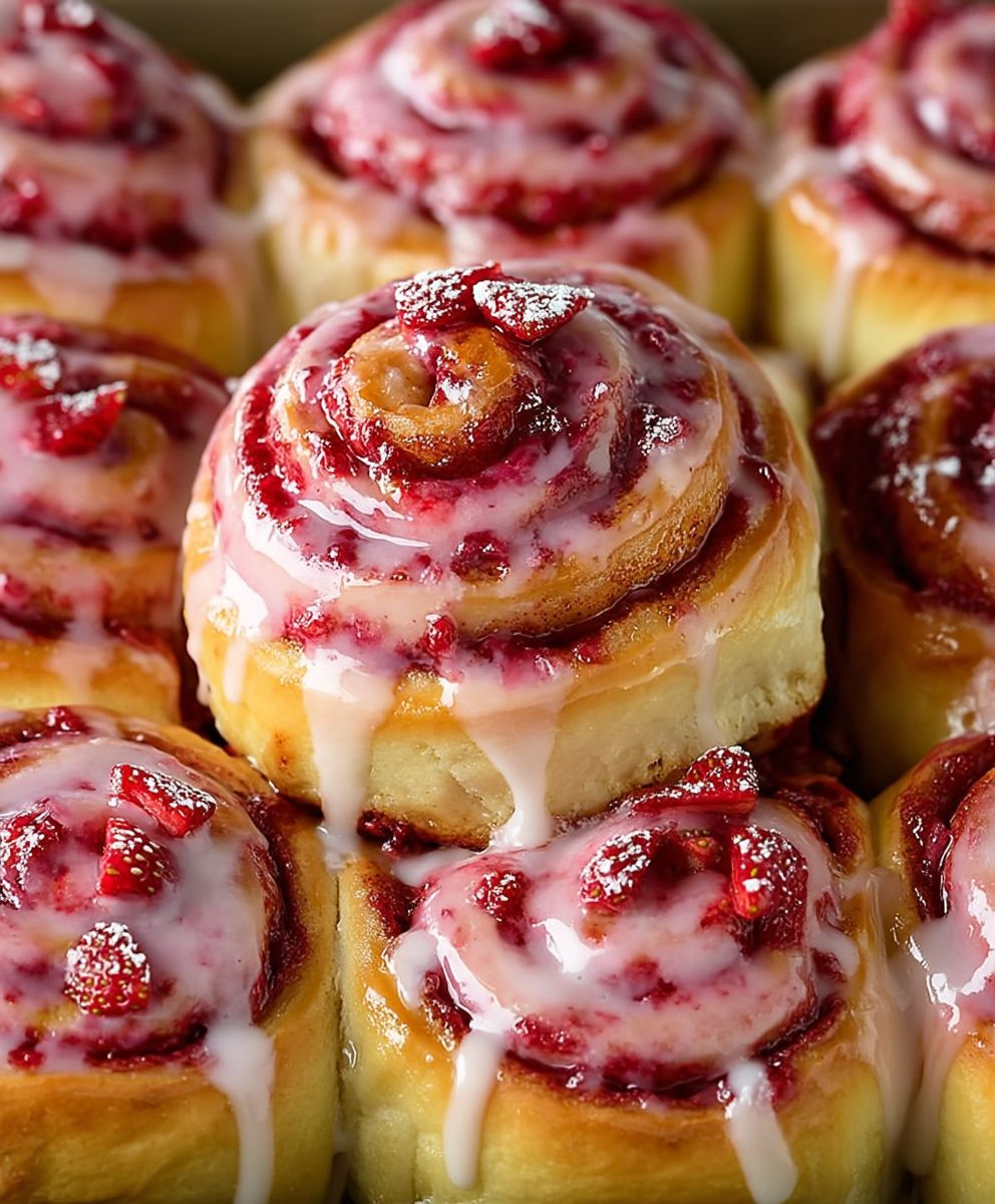 Erdbeer Zimtschnecken backen