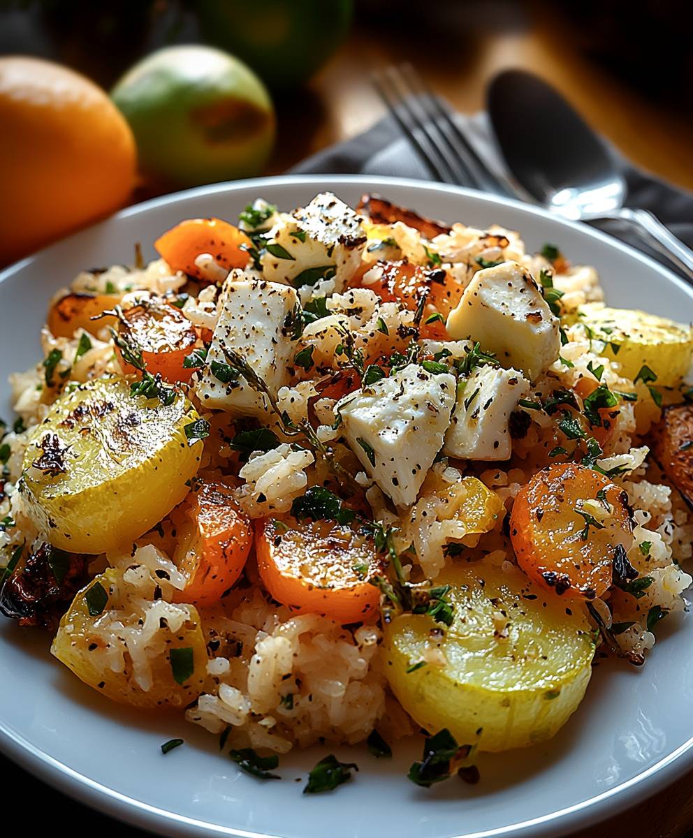 Feta Reis Gemüse Ofen
