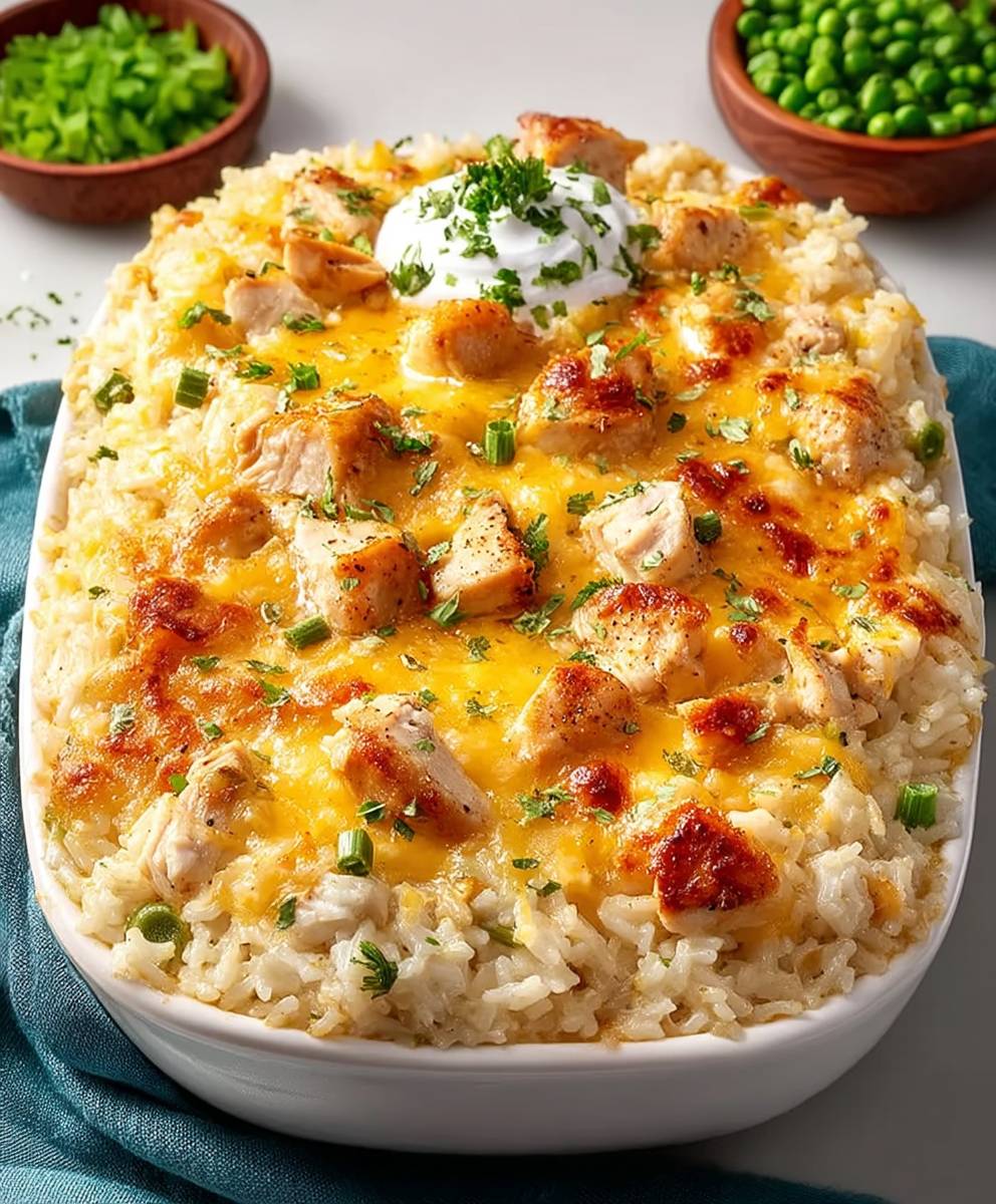 Käsiges Hähnchen Reisauflauf