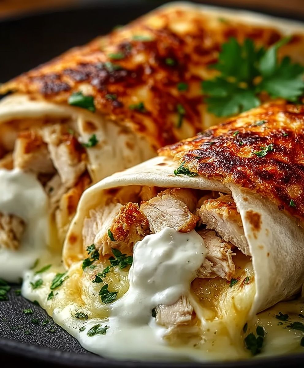 Käse Knoblauch Hähnchen Wraps