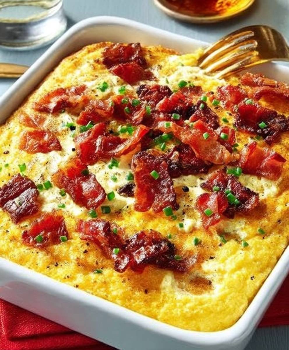 Gebackene Grütze Käse Speck