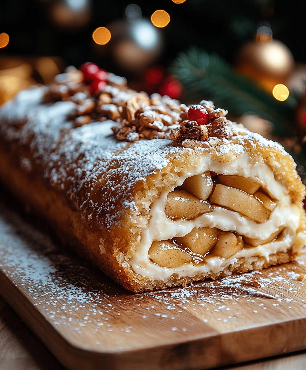 Weihnachtliche Bratapfel Biskuitrolle
