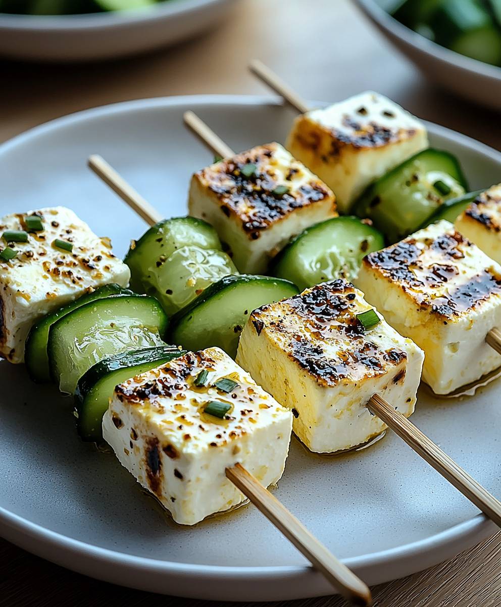 Feta Spieße mit Gurke