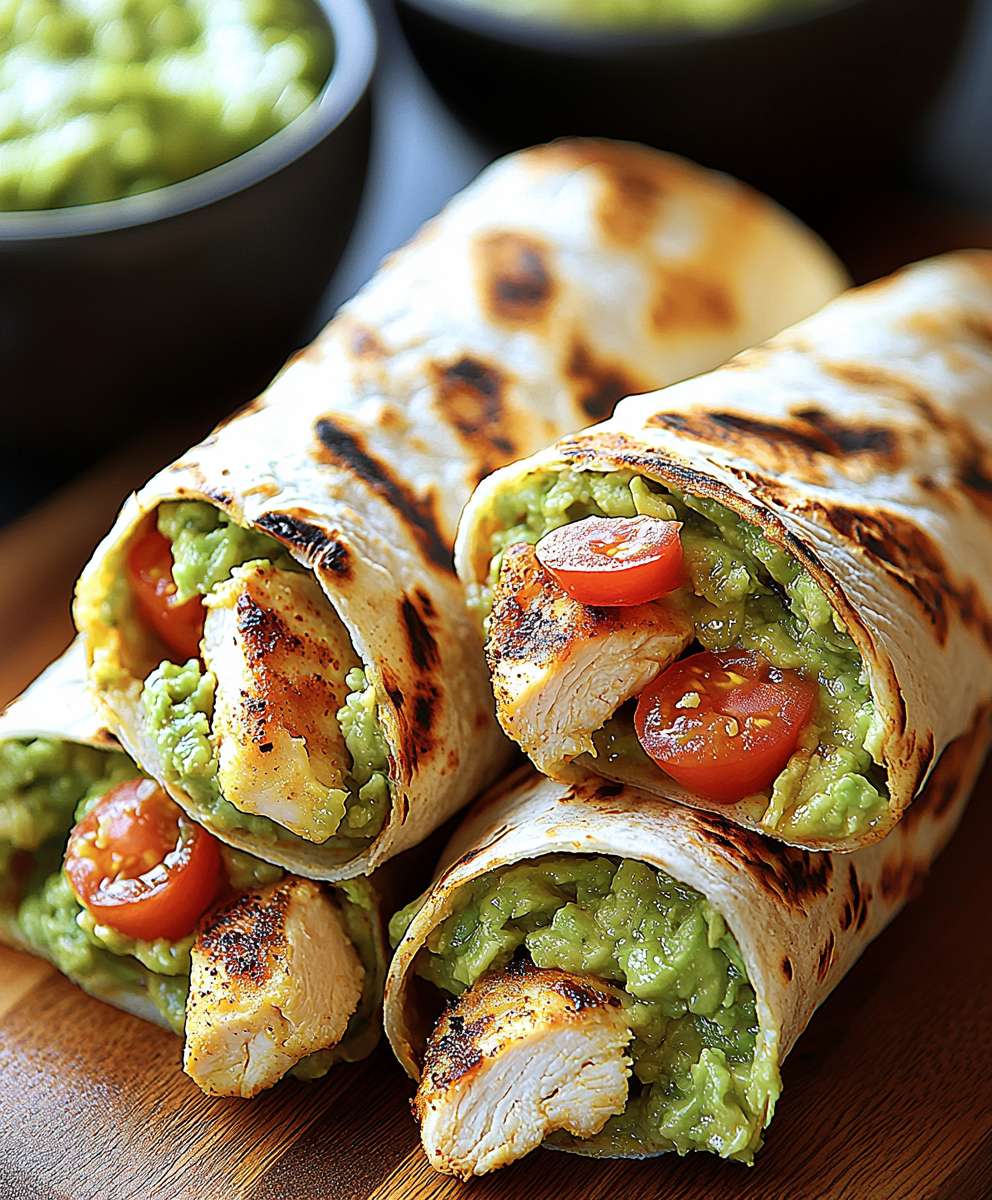 Guacamole Hähnchen Wraps
