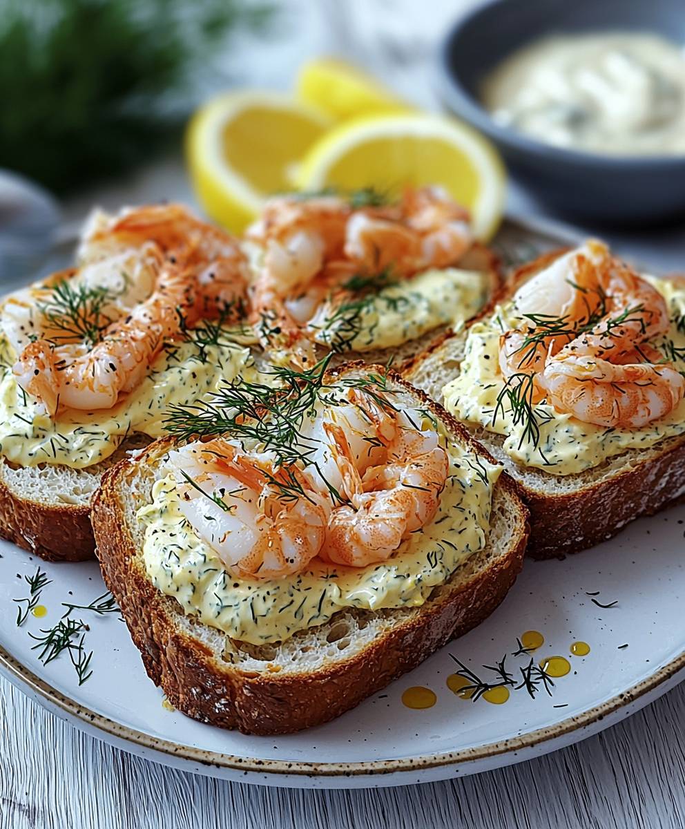 Krabben Eibrote Dill Mayonnaise