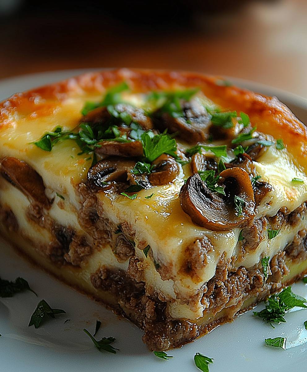 Pilz Hackfleisch Käse Torte