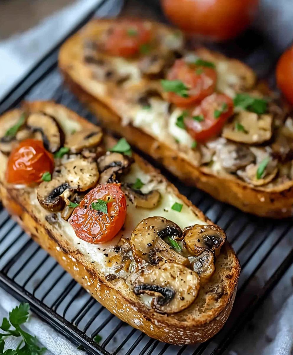 Vegane Ofenbaguettes Champignons Tomaten