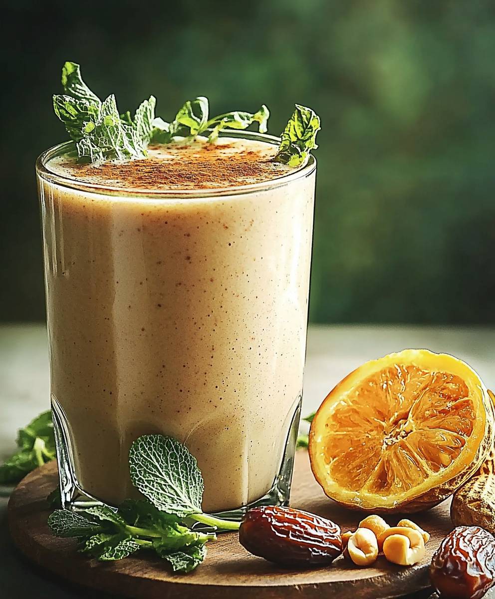 Mandelmilch Smoothie Erdnüsse Zimt