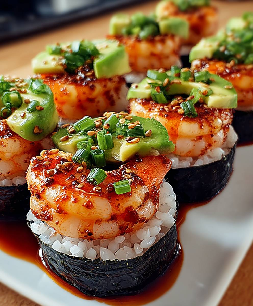 Shrimp Sushi Stapel pikant