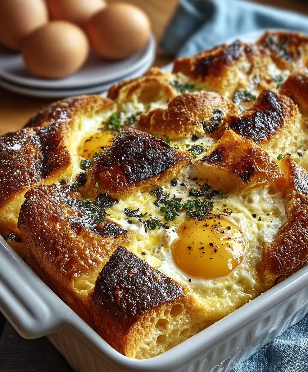 Brioche Eier Gratin