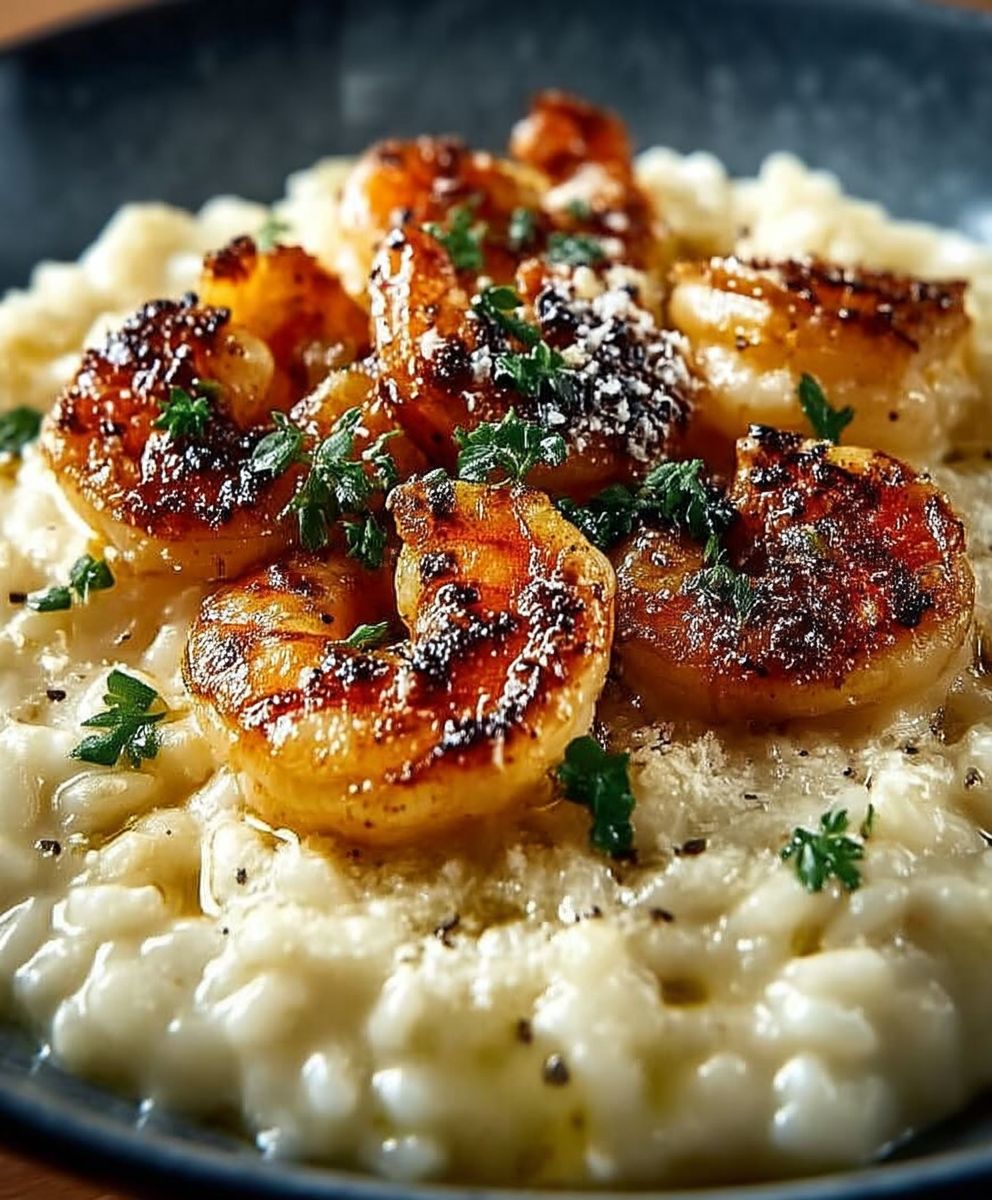 Parmesan Risotto mit Garnelen