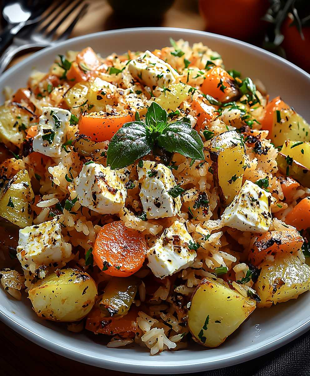 Feta Reis Gemüse Ofen
