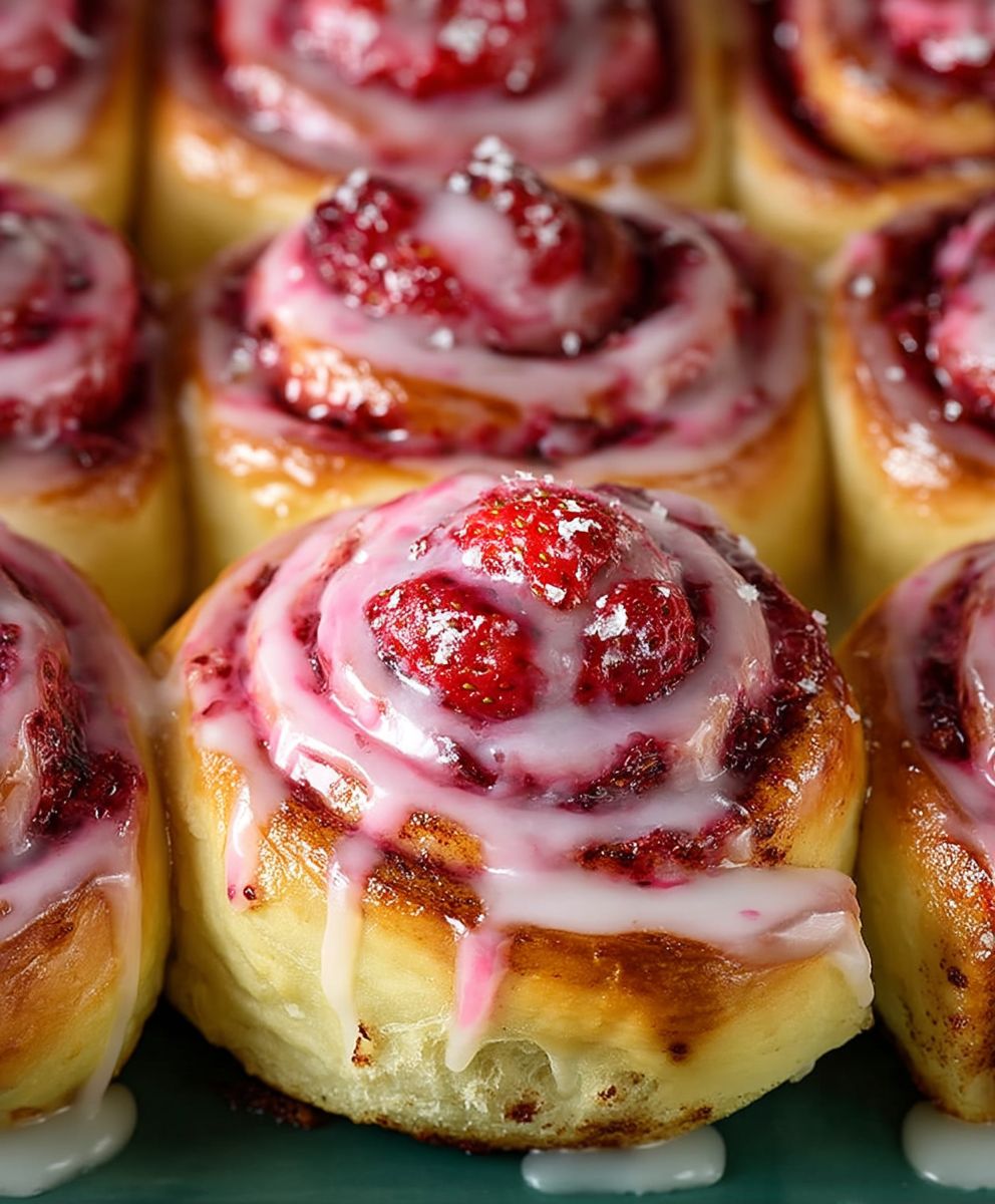 Erdbeer Zimtschnecken backen