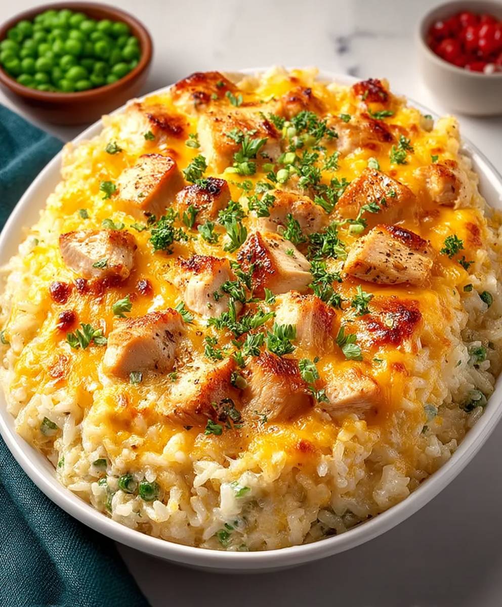 Käsiges Hähnchen Reisauflauf