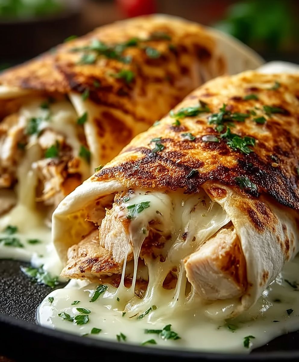 Käse Knoblauch Hähnchen Wraps