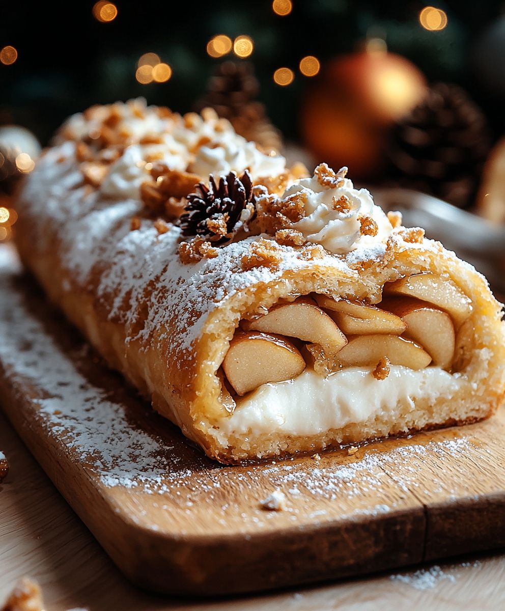 Weihnachtliche Bratapfel Biskuitrolle