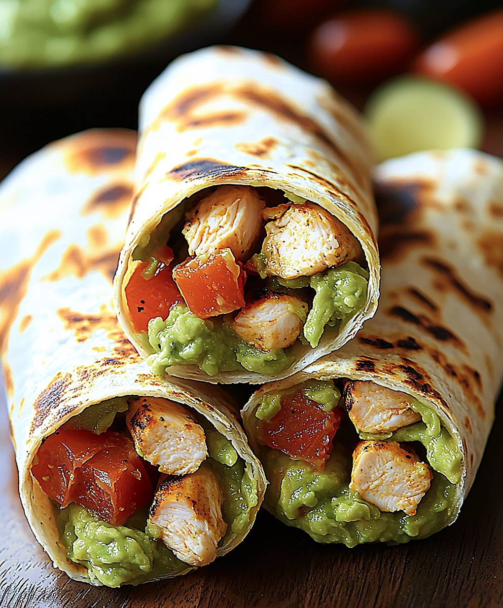 Guacamole Hähnchen Wraps