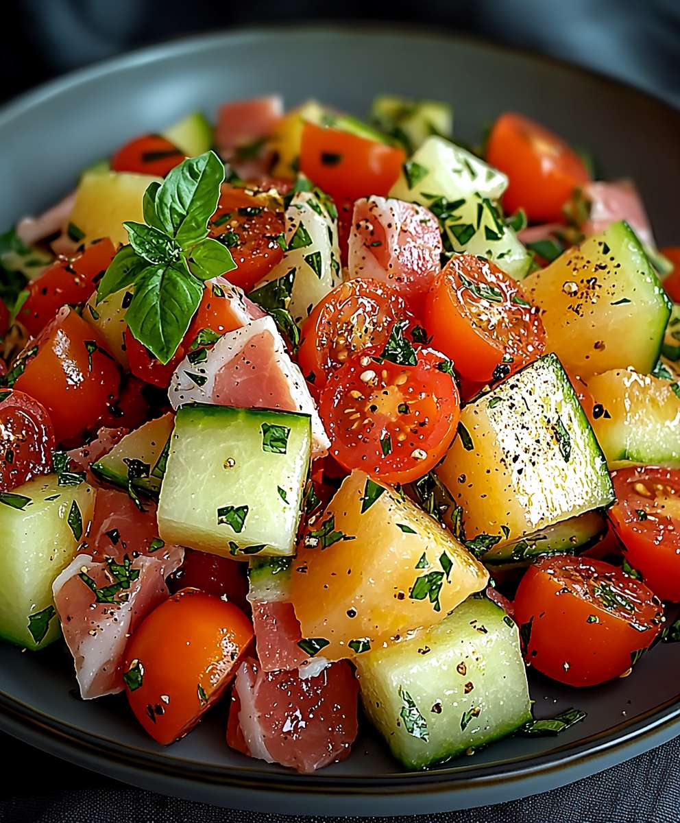 Melonensalat mit Putenschinken