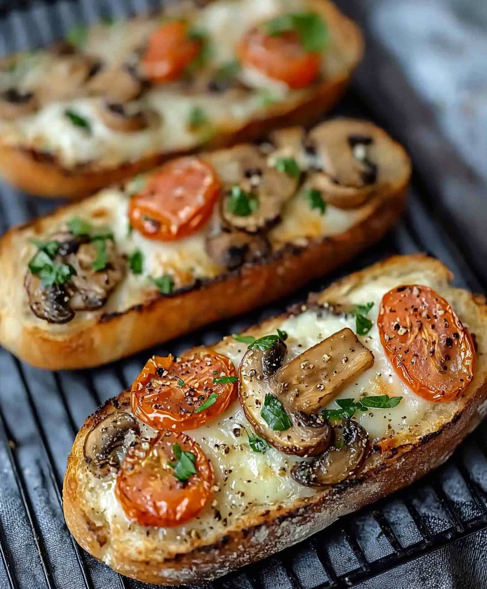 Vegane Ofenbaguettes Champignons Tomaten