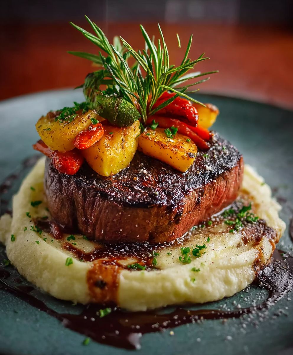 Filetsteak Selleriepüree Wurzelgemüse