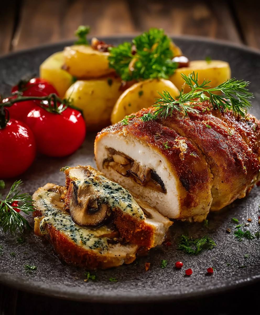 Gefülltes Filet mit Pilzen