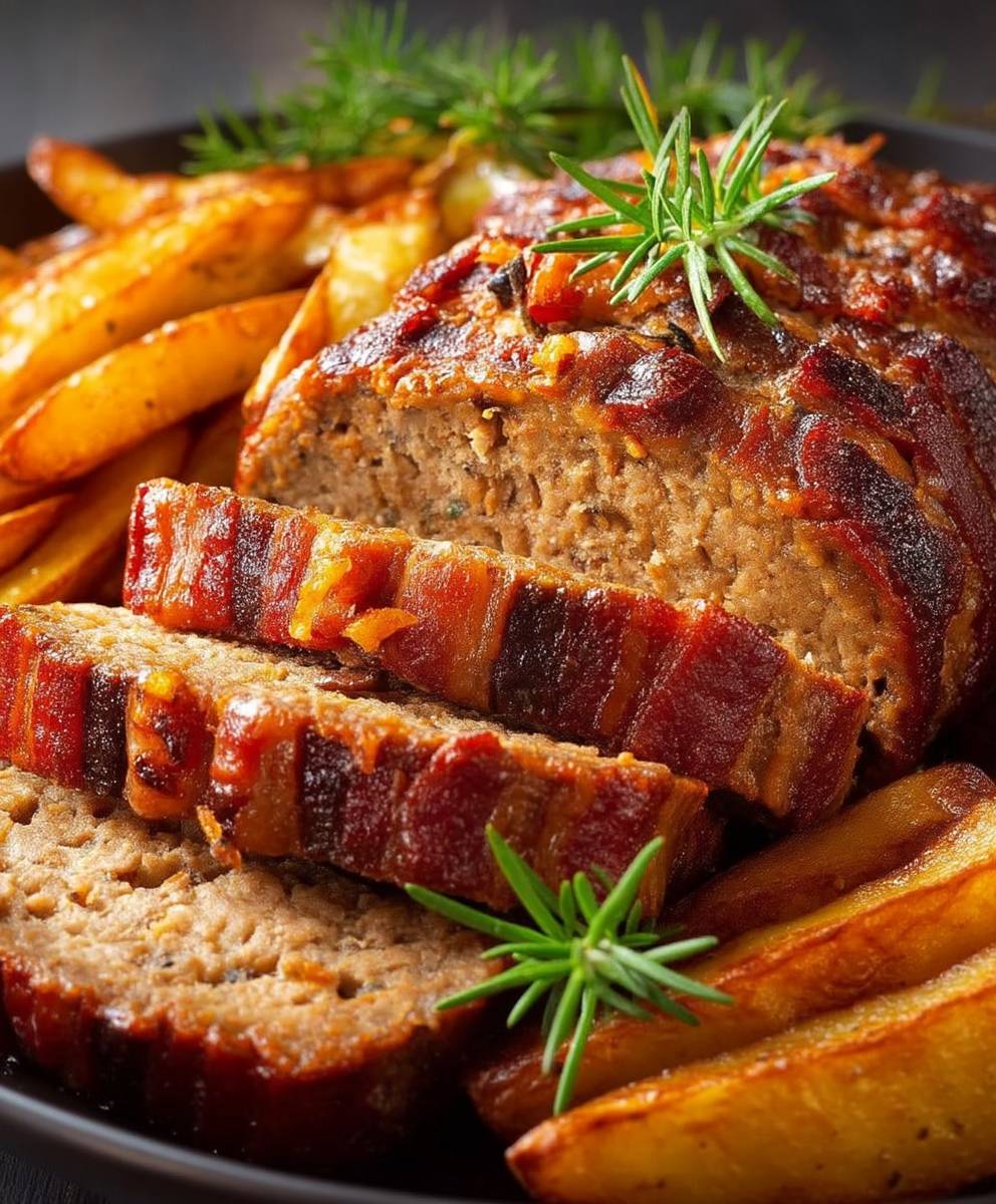 Saftiger Hackbraten mit Bacon