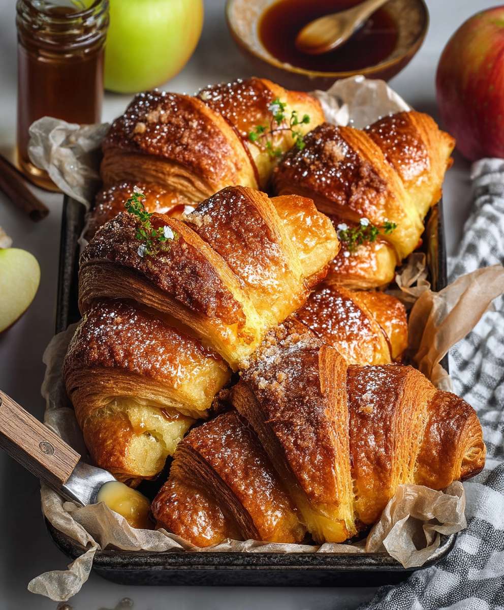 Apfel Croissants Karamell Ofen