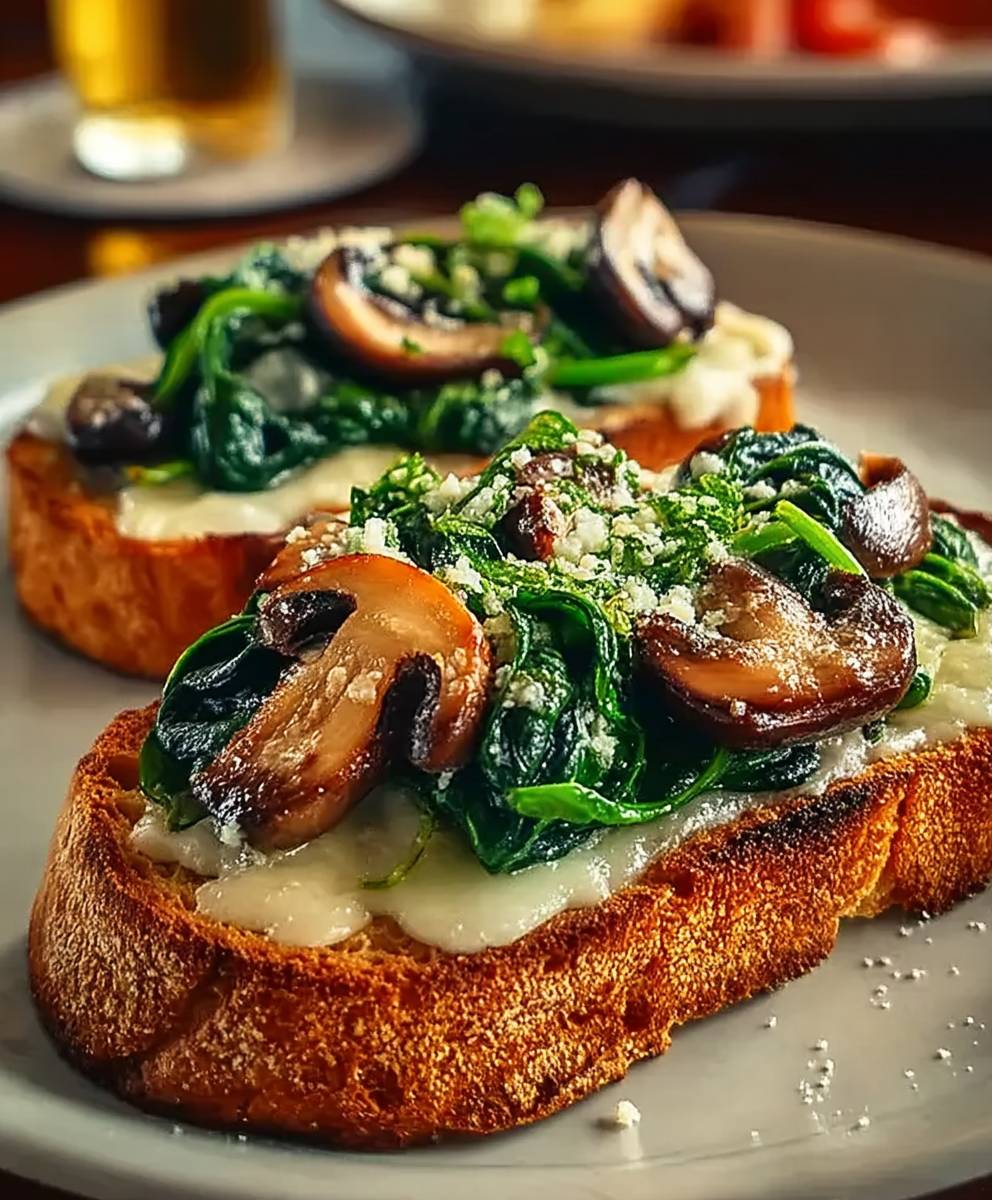 Spinat Pilz Toast