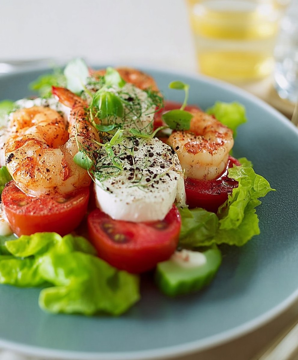 Hähnchen Shrimps Salat