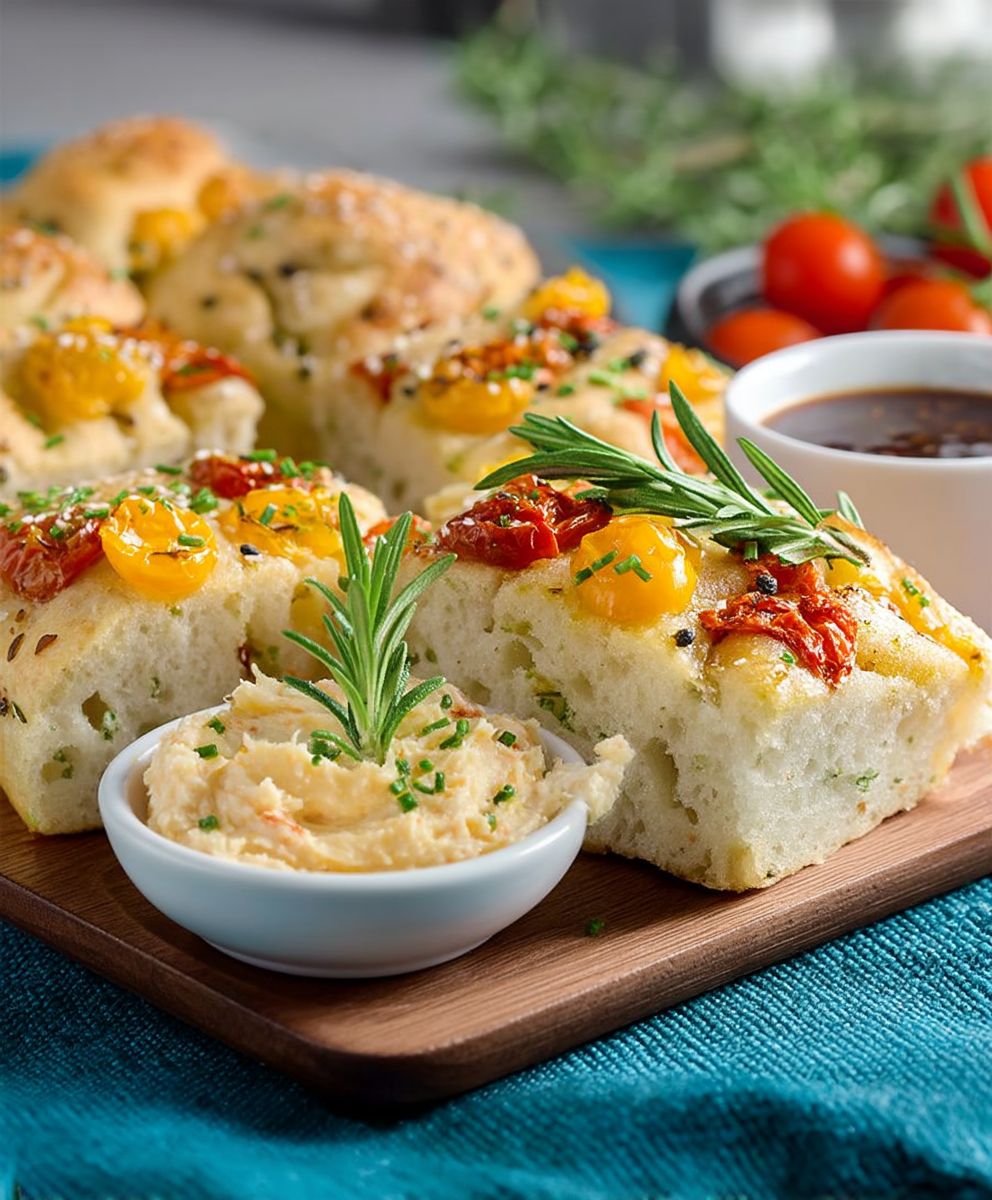 Tomaten Focaccia Paprika Feta