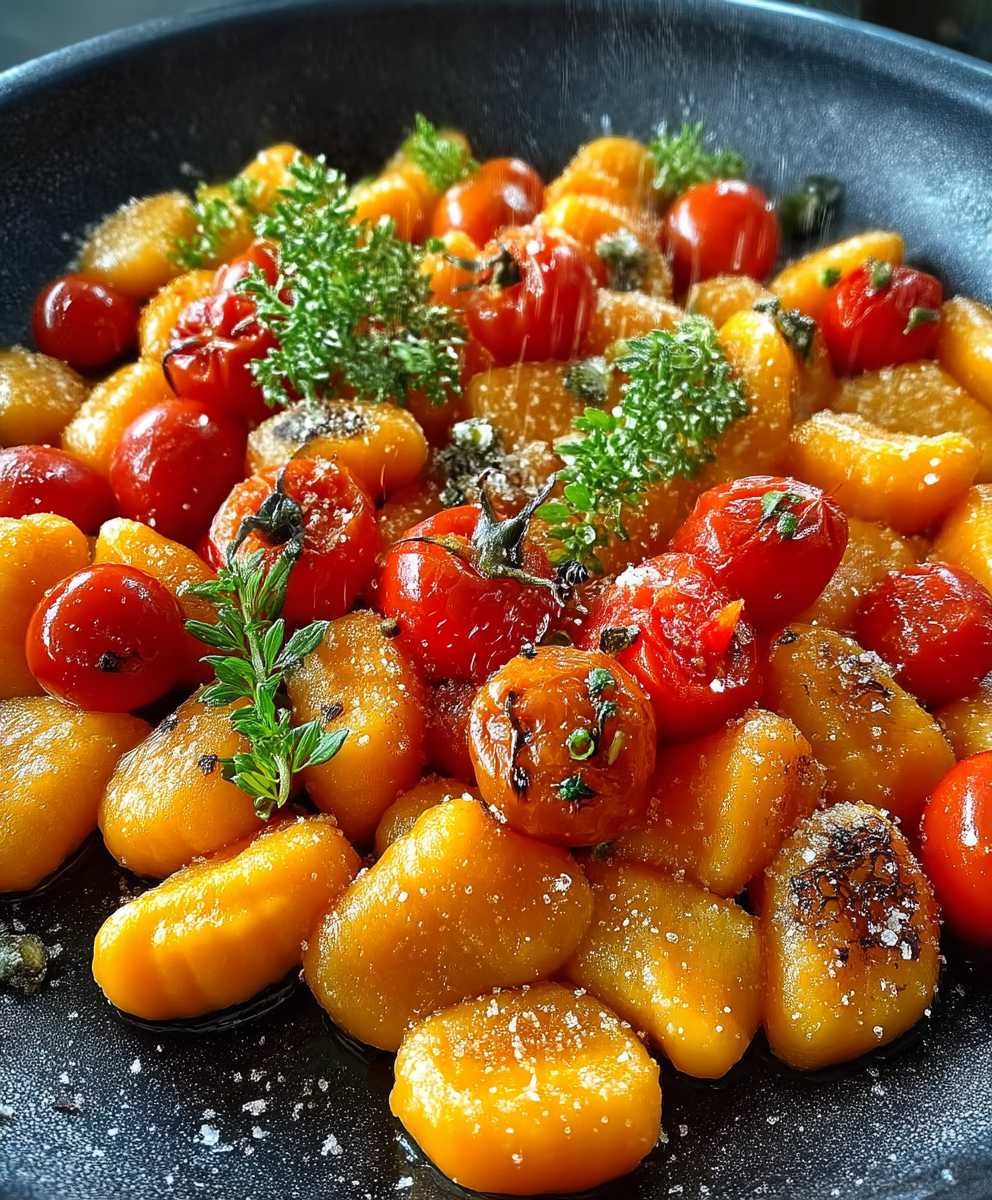 Süßkartoffel Gnocchi Tomaten Pfanne