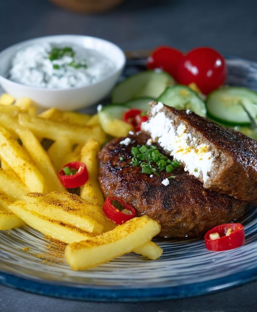 Griechisches Bifteki mit Feta