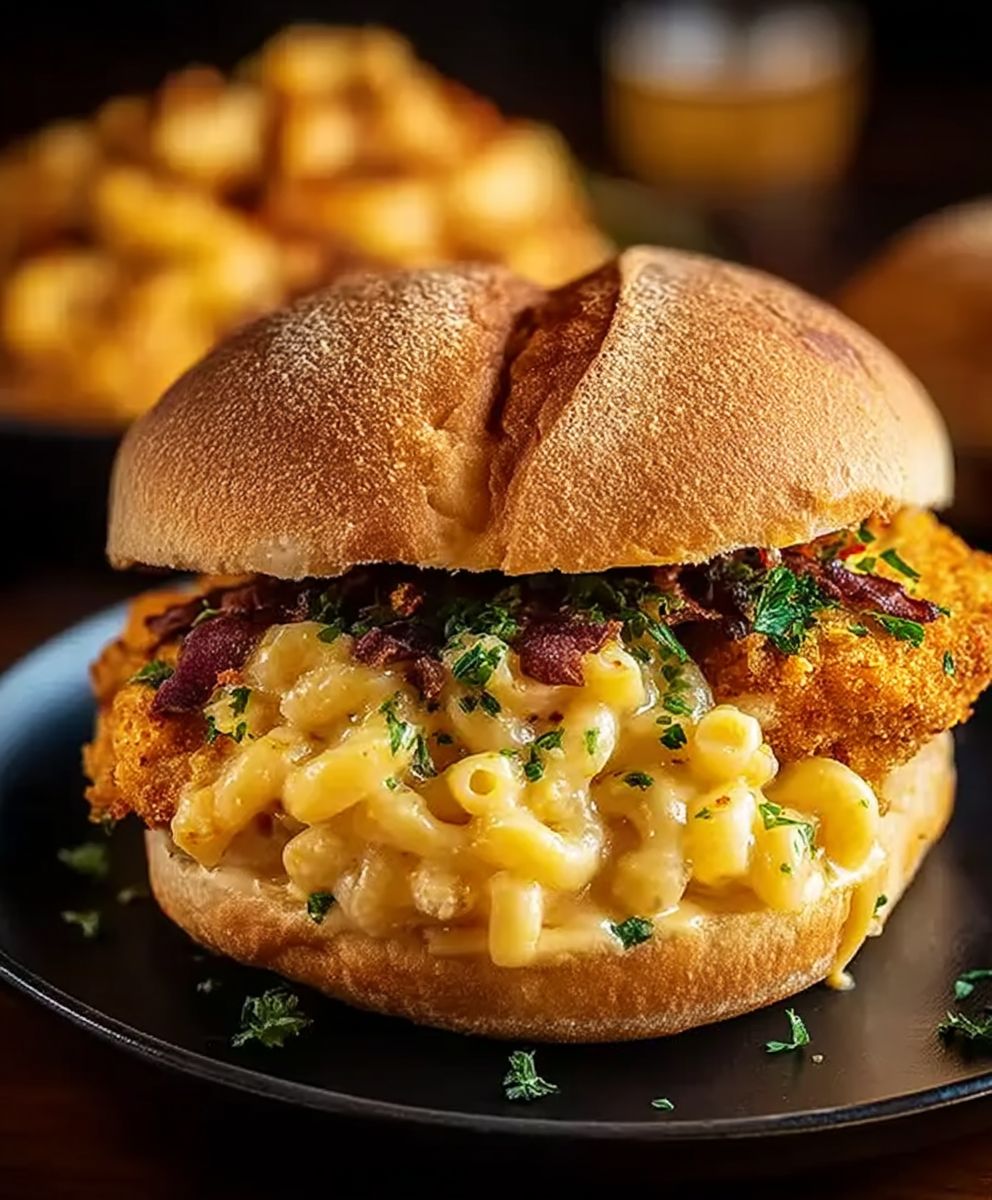 Halal Bacon Mac Cheese Burger