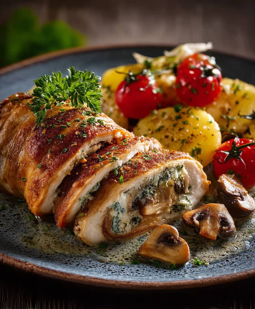 Gefülltes Filet mit Pilzen