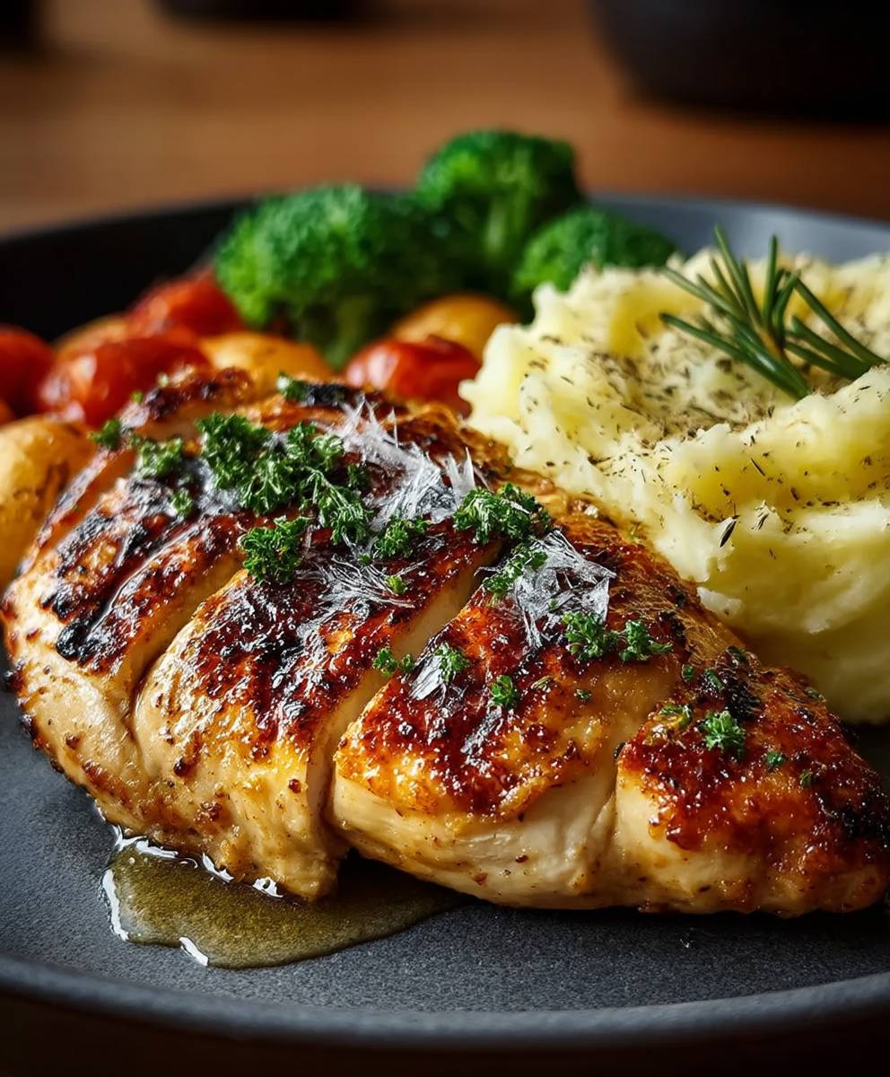 Gegrillte Hähnchenbrust Kartoffelpüree