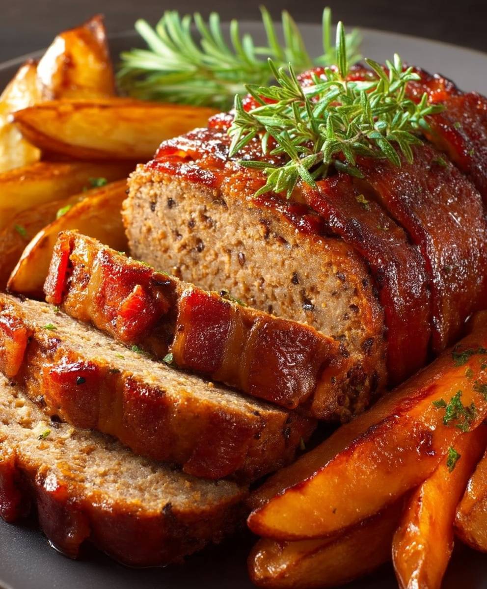 Saftiger Hackbraten mit Bacon