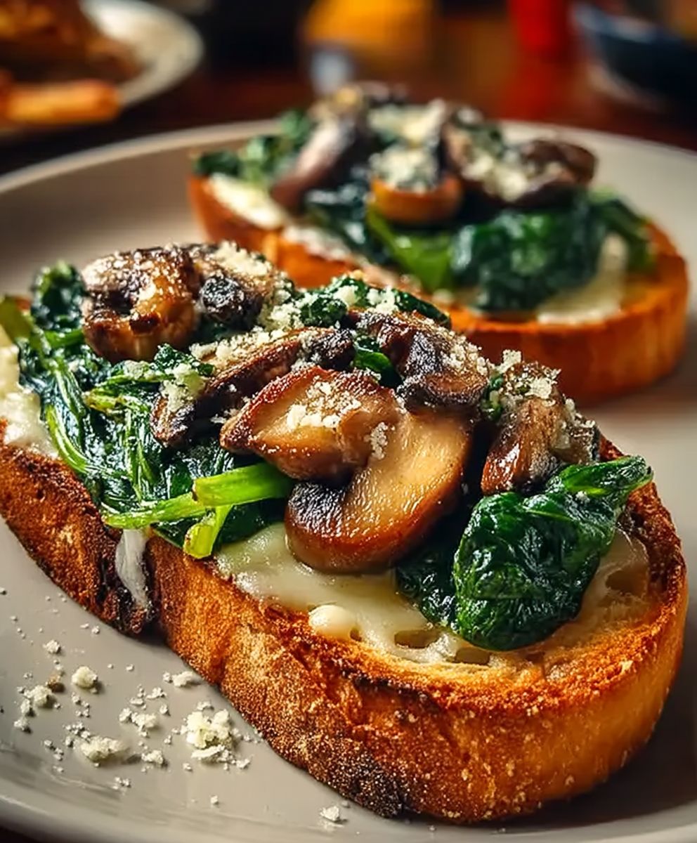 Spinat Pilz Toast