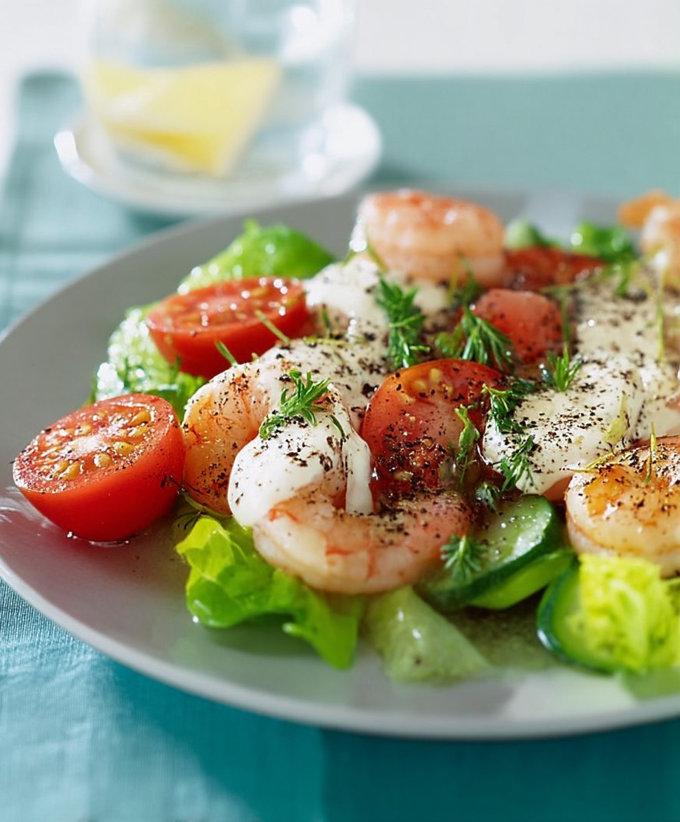 Hähnchen Shrimps Salat